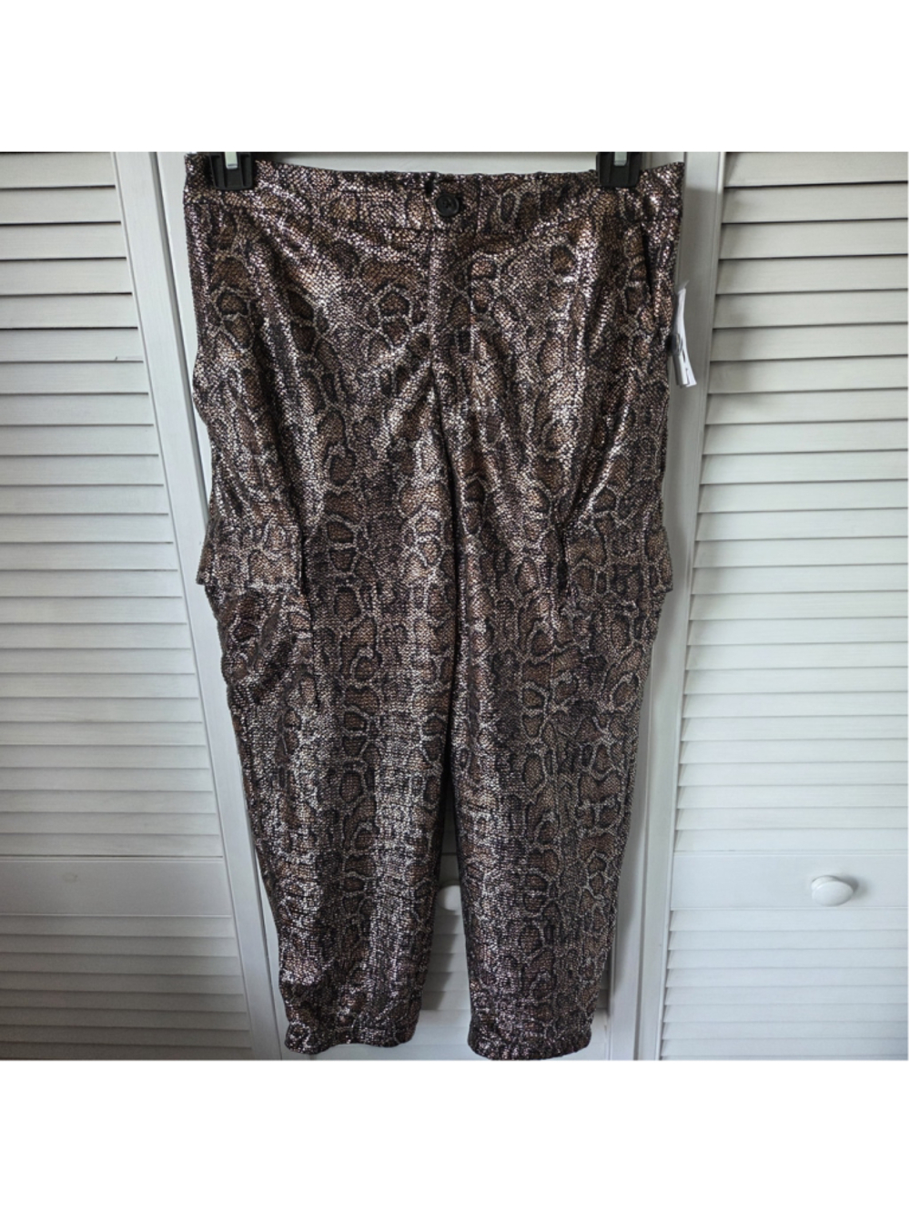 Women's Dee Ocleppo Logan Jogger Pants XS Black Metallic Snake Print
